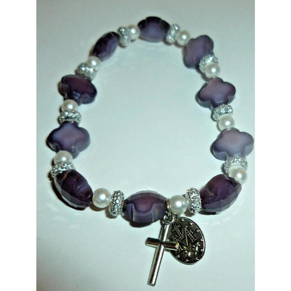 Cross Beads Stretch Bracelet Catholic‎ Religious